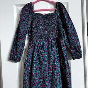 EUC Crewcuts green floral long sleeve dress, girls size 6